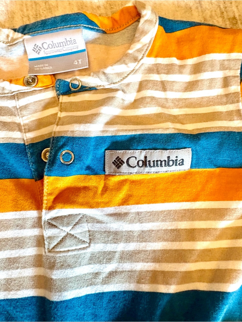 Columbia Kids' Striped Short Romper in Blue & Orange Size 4T - Picture 6 of 7